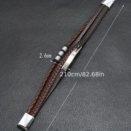 Męska bransoletka z grawerem - Trieste, brown/silver